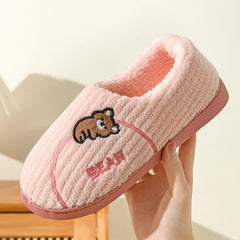 Women's Bear Fuzzy Slippers Casual Non Slip Household Walking Shoes For Home Winter - Mubimart -  