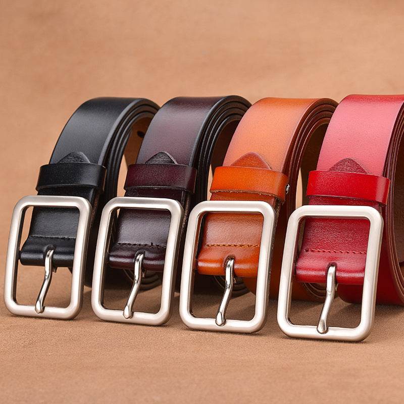 Leather belt buckle belt - Mubimart