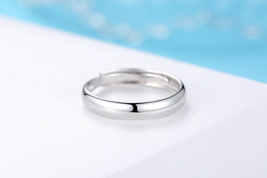 Glossy Ring Simple Men's Silver Ring - Mubimart