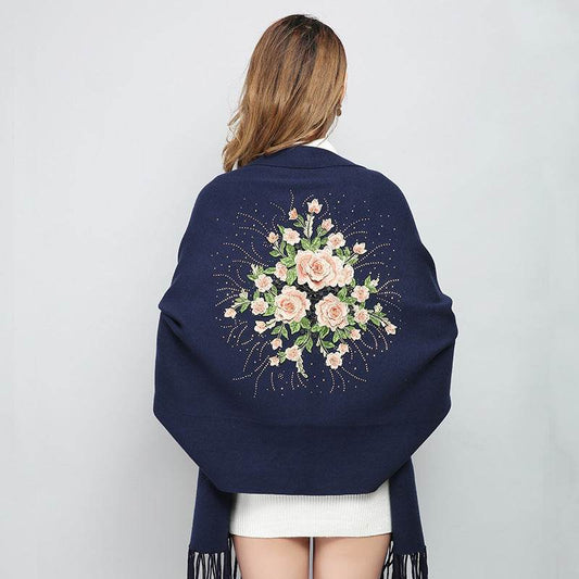 Female winter embroidered shawls with sleeves all-match - Mubimart