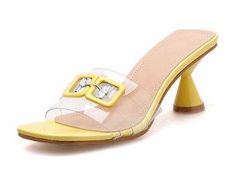 Crystal Metal Decoration Slides Slippers - Mubimart