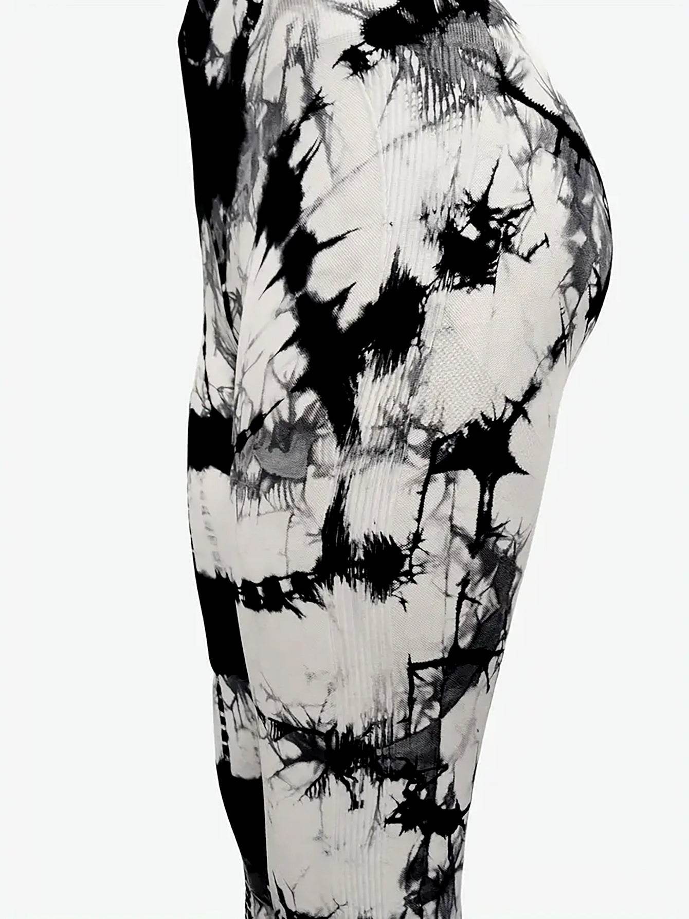 Tie-dye High Waist Tummy Control Butt Lifting Moisture Wicking Quick Drying Seamless Tie Dye Yoga Pants, Running Sports Tight Pants, Women's Activewear - Mubimart