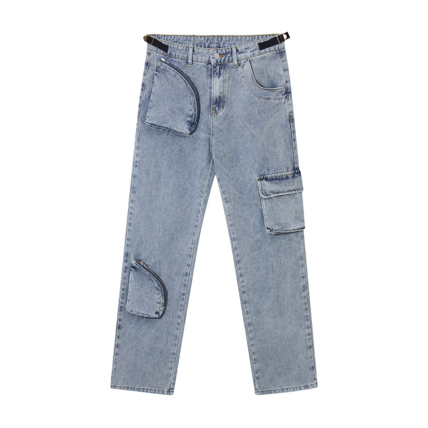 Mens Fashion Casual Loose Straight Jeans - Mubimart