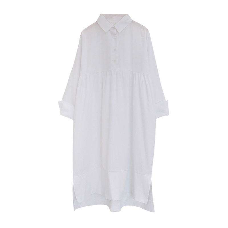 Women's Loose Casual Plus Size Long Sleeve Shirt Dress - Mubimart