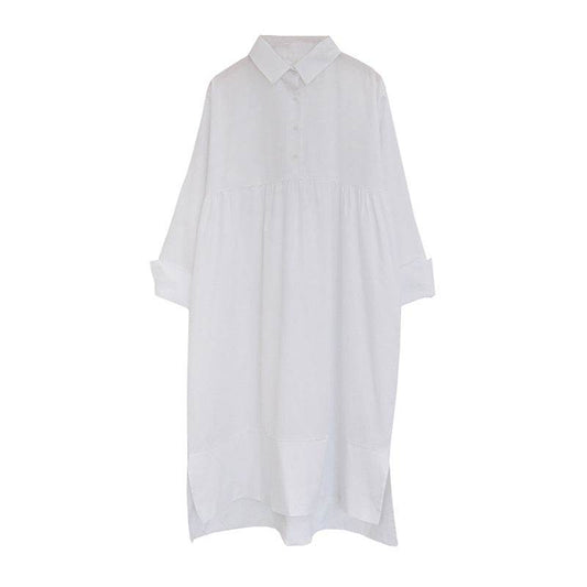 Women's Loose Casual Plus Size Long Sleeve Shirt Dress - Mubimart
