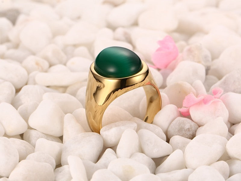 Groene opaal gouden ring