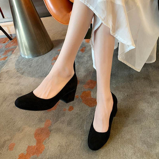 New Women's Black Professional High Heel Work Shoes - Mubimart