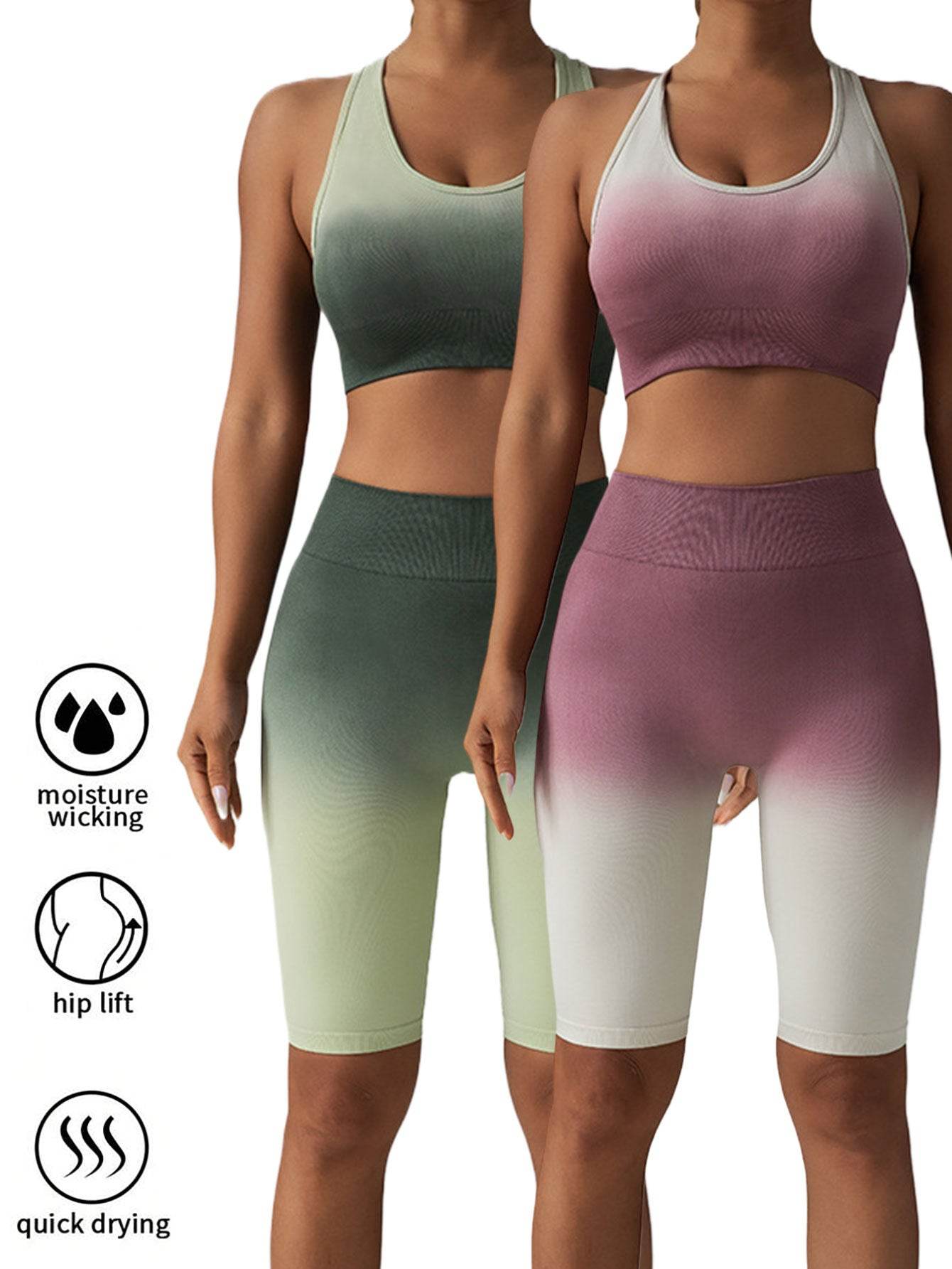 2 Pack Workout Shorts For Women Scrunch Butt Lifting High Waisted Yoga Gym Seamless Booty Biker Shorts - Mubimart