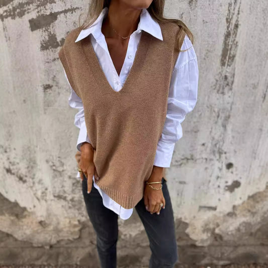 Women's V-neck Knitted Sweater Vest