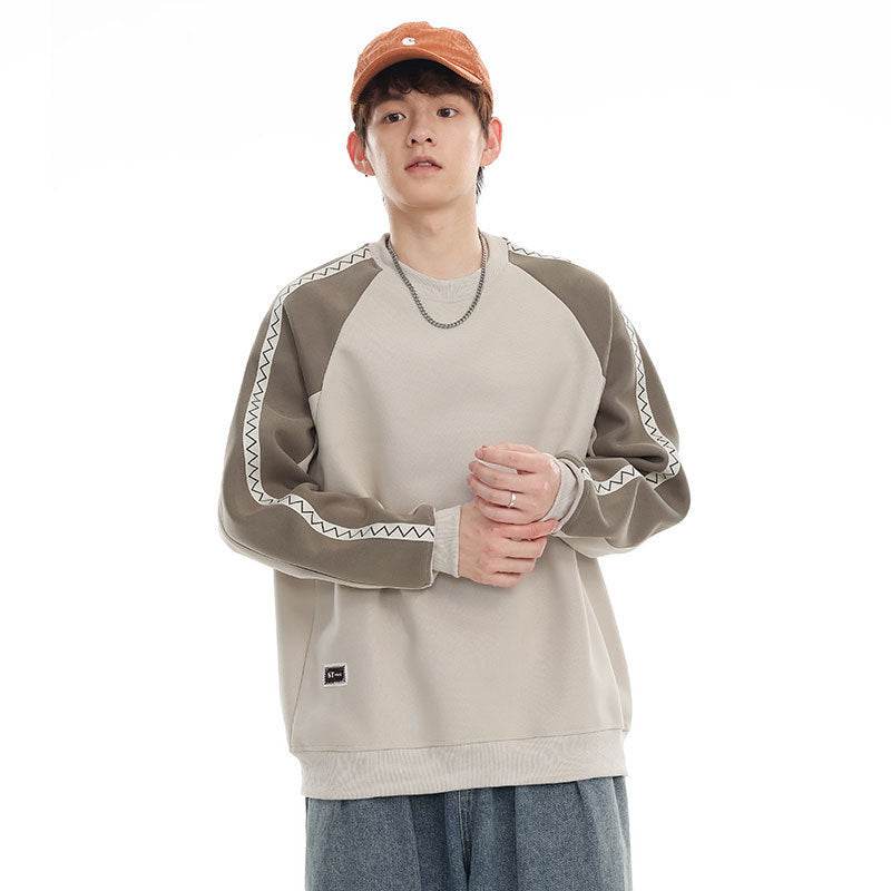 Fashion Retro Contrast Color Sweatshirt Men - Mubimart