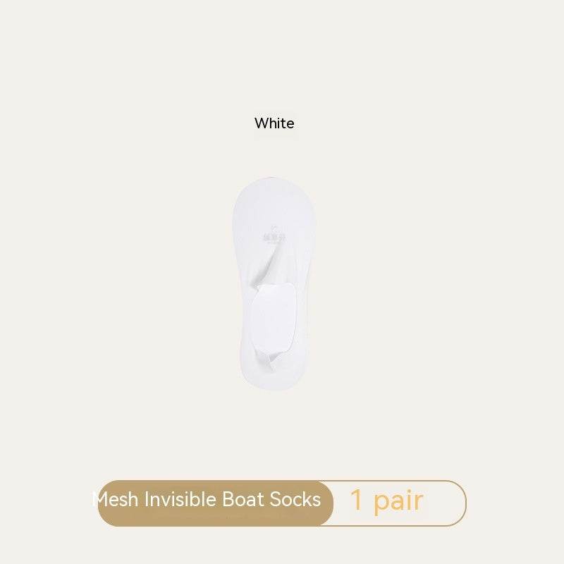 Women's Mesh Boat Socks Summer Thin Cotton Bottom Non-slip Tight Ice Silk Arbitrary Cut Women's Low Cut Invisible Socks - Mubimart
