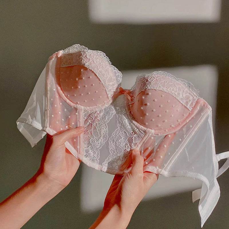 Women's Side Breasts Push Up Lace Bra - Mubimart