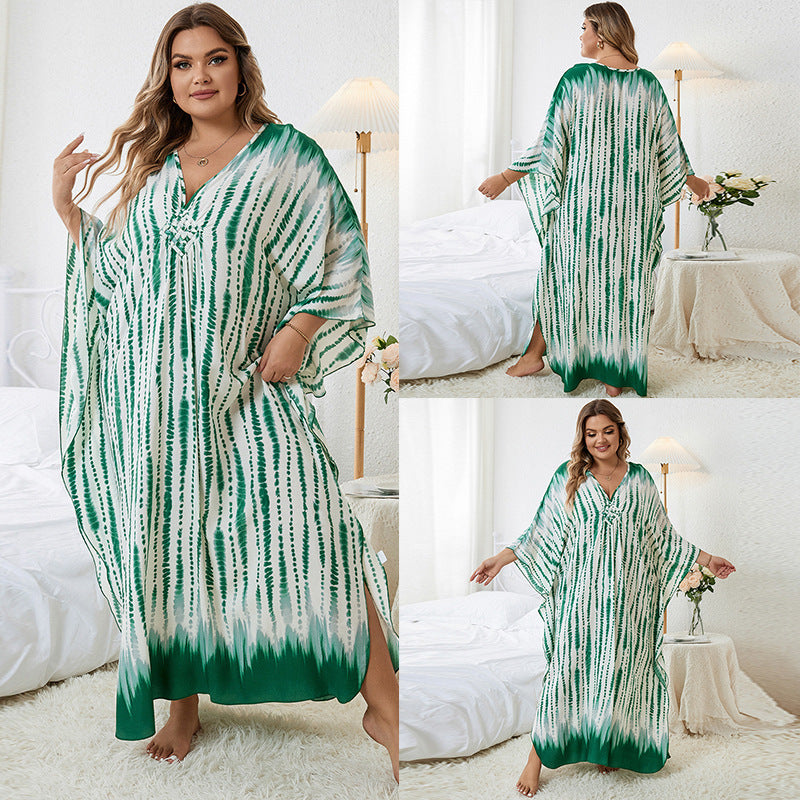 Loose Plus Size Robe Vacation Beach Coat - Mubimart -  