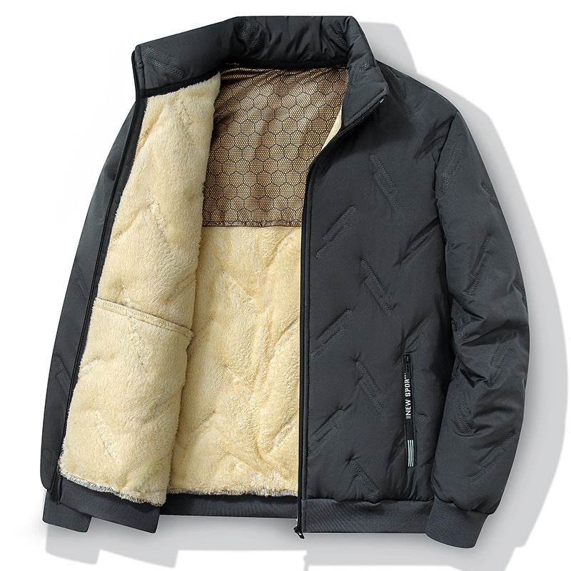 New Graphene-design Cotton Coat Winter Warm Thickened Fleece Jacket Fashion Casual Mens Clothing - Mubimart