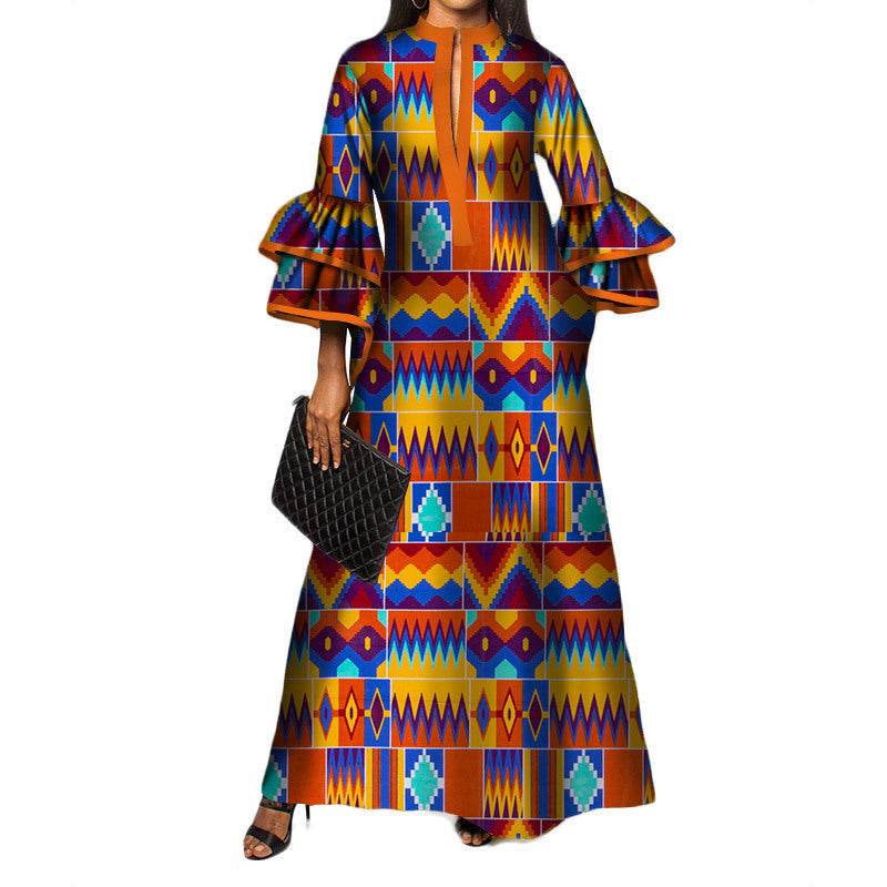 Women's Print Fashion Cotton Formal Dress - Mubimart