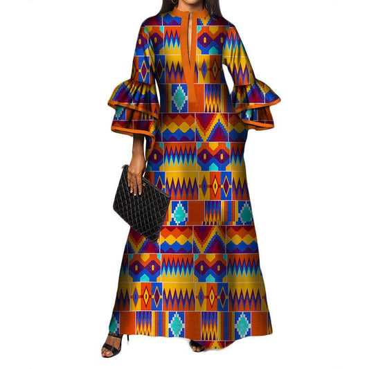 Women's Print Fashion Cotton Formal Dress - Mubimart