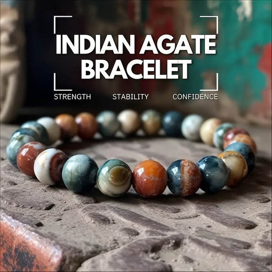 Natural Indian Agate Bracelet 6-12mm Women Men Bracelet - Mubimart