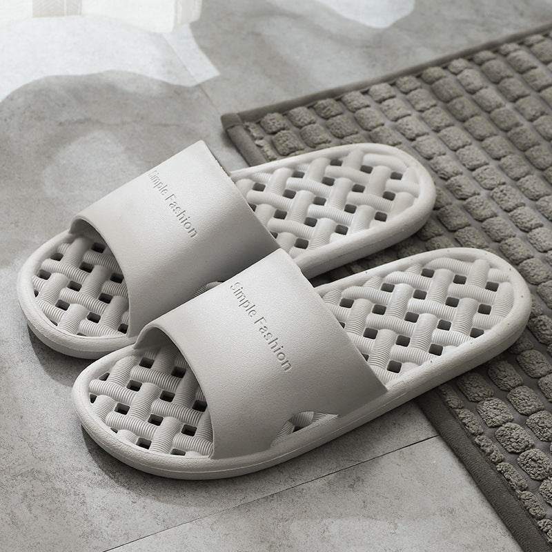 Solid Color Letter Bath Indoor Non-slip Plastic Slipper - Mubimart