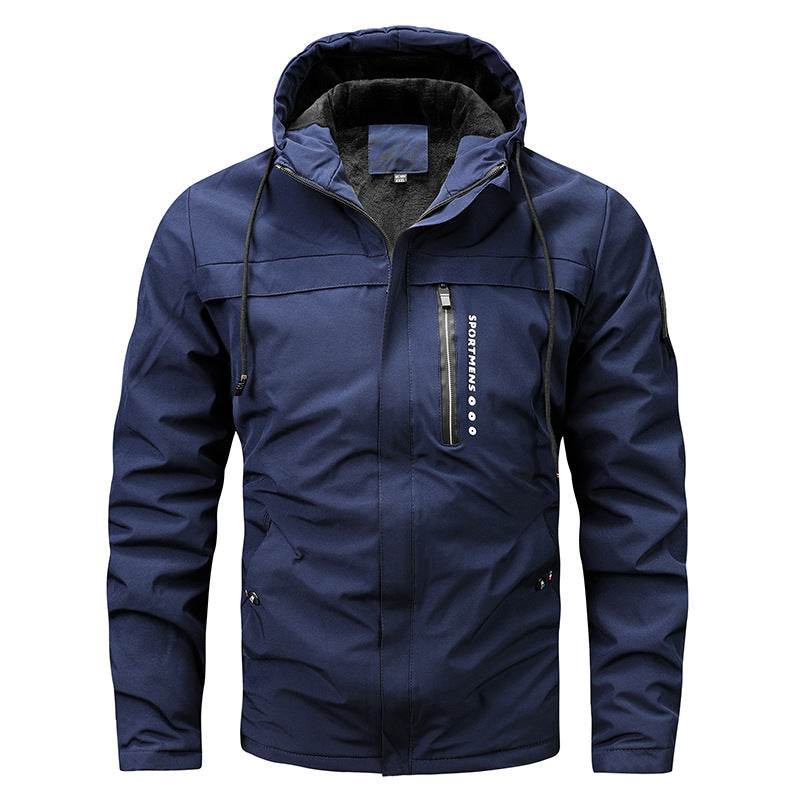 Winter New Plus Size Fleece Hooded Jacket Outdoor Casual Men's Jackets Shell Jacket - Mubimart