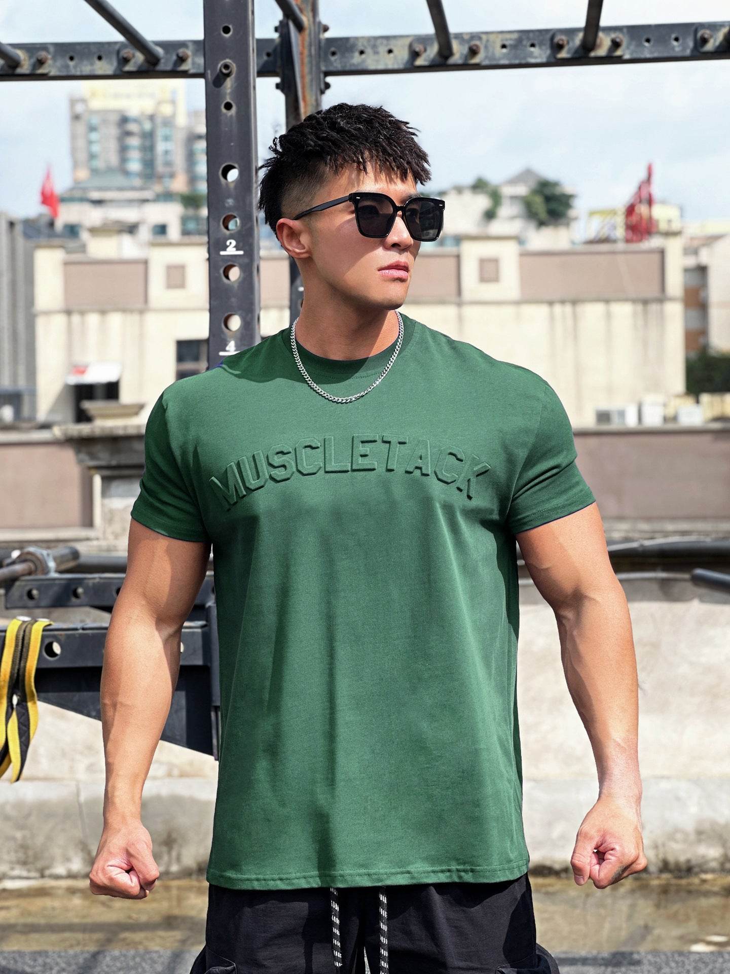 Men's Sports Loose Cotton Workout Short Sleeve T-shirt - Mubimart