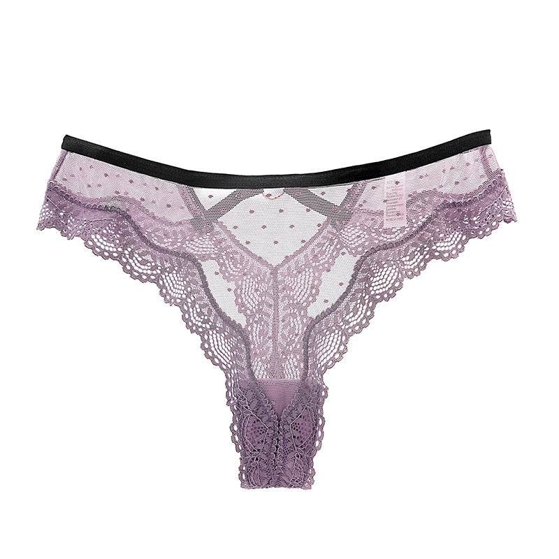 Women's thong with lace trim - Mubimart