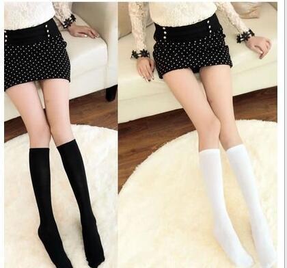 Black Medium Thigh High Socks Calf Socks Female Knee Length Socks - Mubimart -  