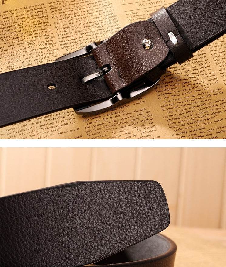 New Brand High Quality Men's Belts Luxury Brand Leather Belt Pin Buckle Black Business Pants Belt Belt Men's Belt - Mubimart