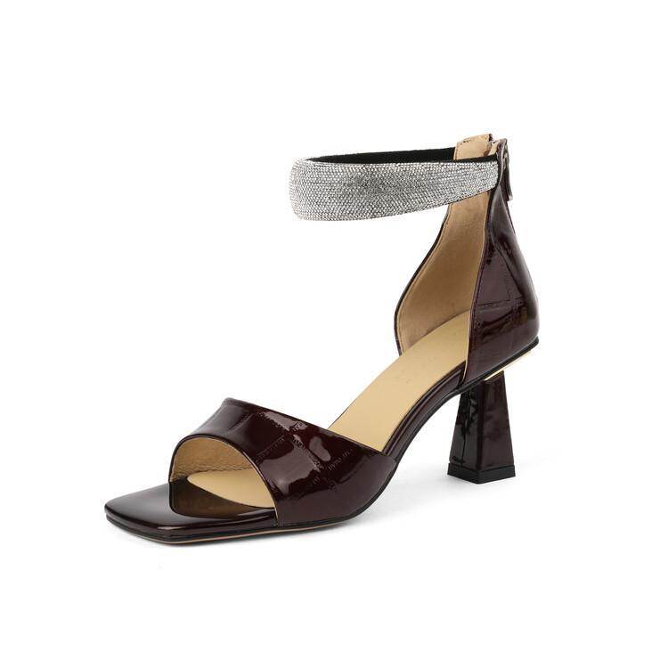 Patent Leather Toe Comfort Sandals - Mubimart