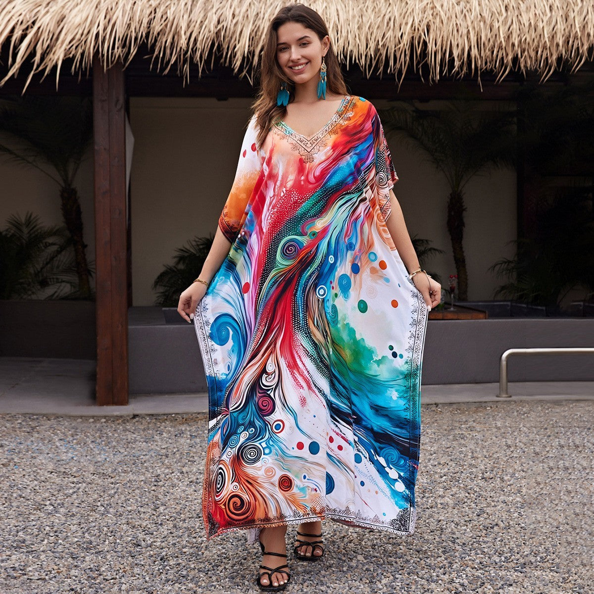 Plus Size Robe Blouse Beach Bikini Vacation Coat Dress Women - Mubimart -  