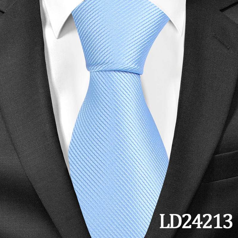 Pinstripe Classic Plain Polyester Tie Set Fashion 6cm Solid Color Linen Cotton Necktie Bright Ties Pin Clips Clasp Colourful For Men's Clothing Accessories - Mubimart