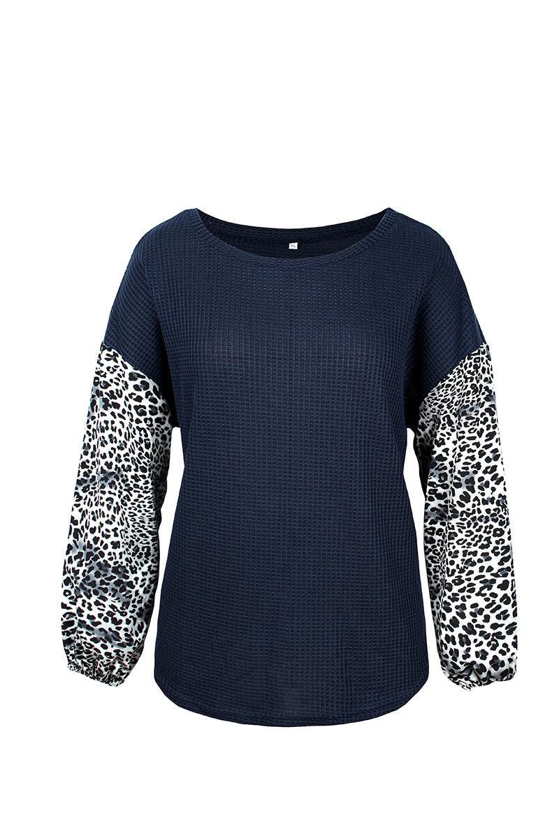 Plus size women's leopard stitch sweater - Mubimart