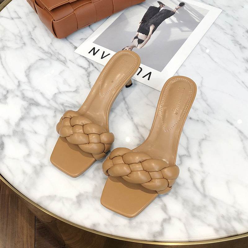 Temperament stiletto woven mules - Mubimart