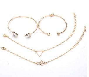 Trendy Gold Silver Crystal Leaf Moon Arrow Cat Bracelet set for Women Geometric Adjustable Bracelet Bangle Pulseiras - Mubimart