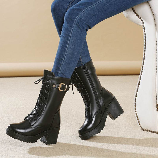 Leather Martin boots women cotton boots - Mubimart