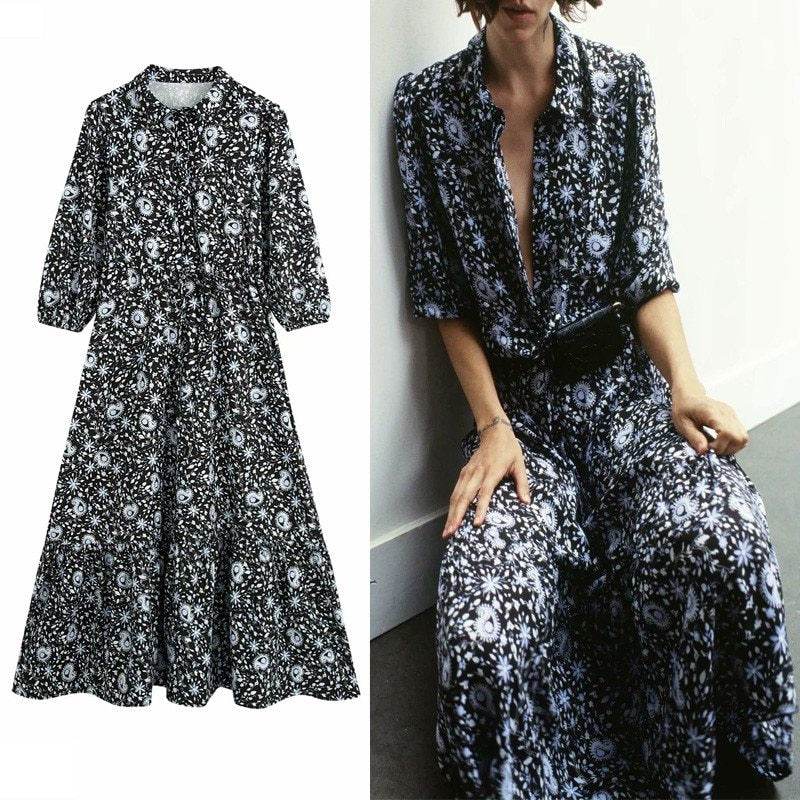 Printed shirt dress - Mubimart