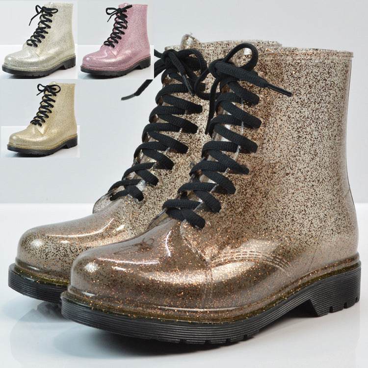 Transparent glitter rain boots - Mubimart