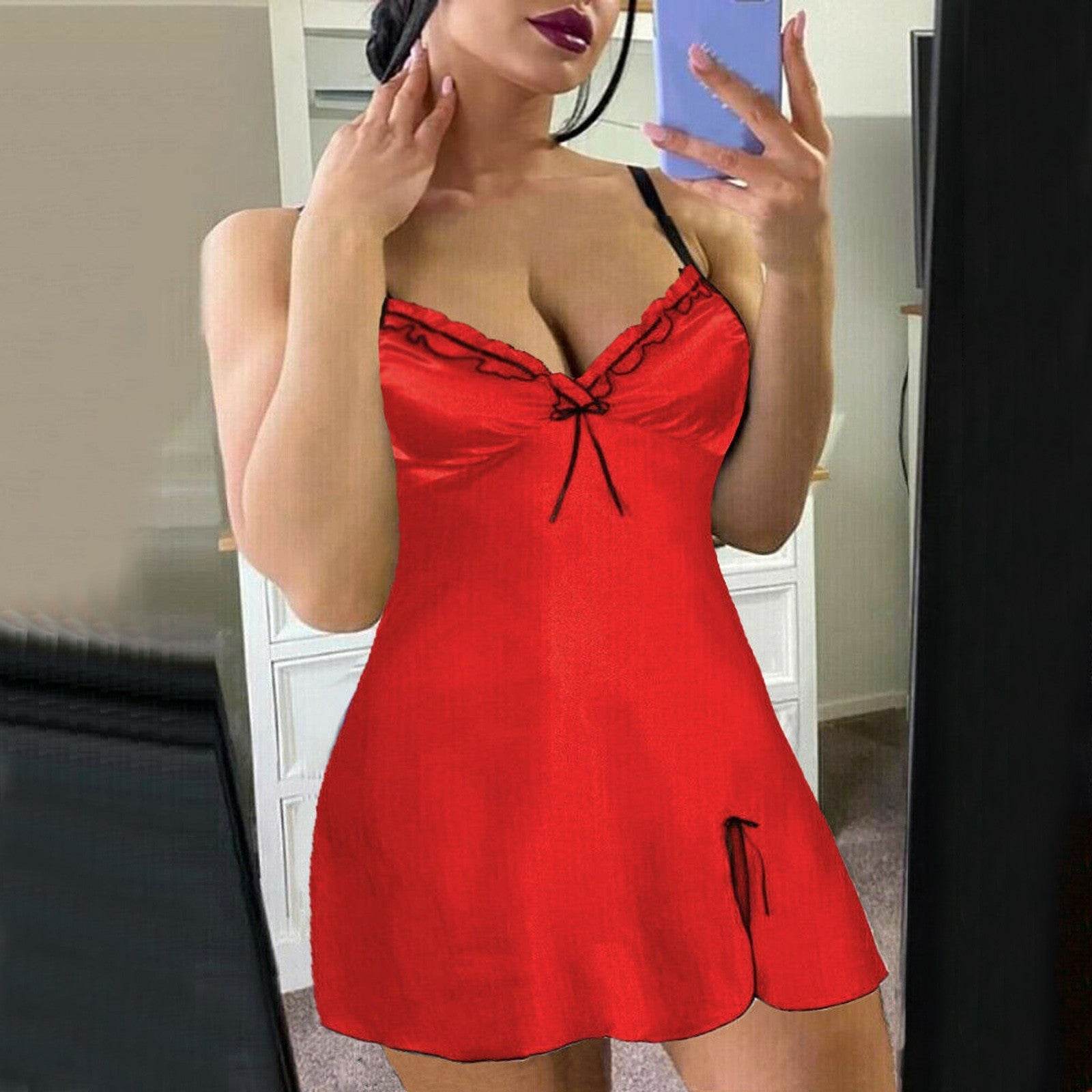 Sling Nightdress Women's Lace Home Pajamas Nightwear - Mubimart