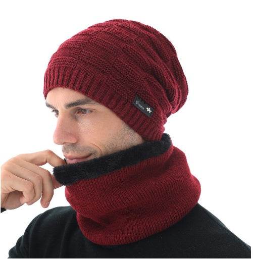 Wool Knitted Hat And Scarf Suit Men - Mubimart