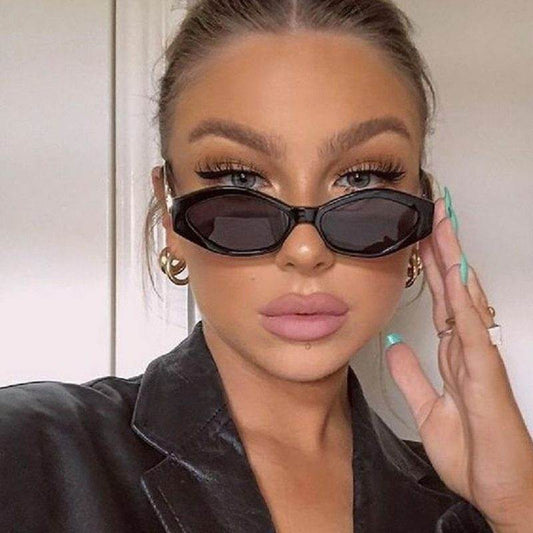 Angular Cat-eye Sunglasses, Modern Retro Temples In The Shape Of A Jumping Cheetah - Mubimart
