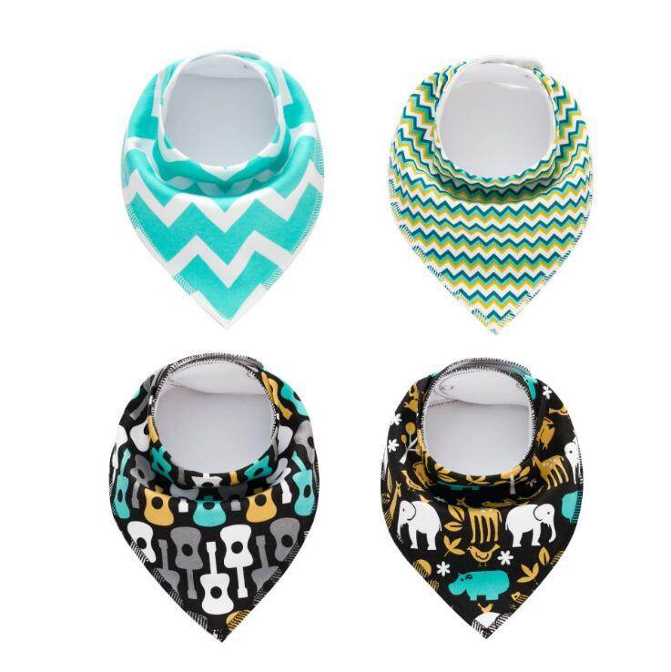 4pcs Lot Bibs Burp Cloth Print Arrow Wave Triangle Baby Bibs Cotton Bandana Accessories - Mubimart