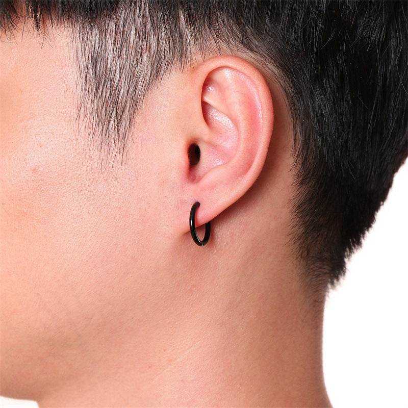 Japanese And Kore2an Fashion Earrings Stainless Steel Simple Men And Women - Mubimart