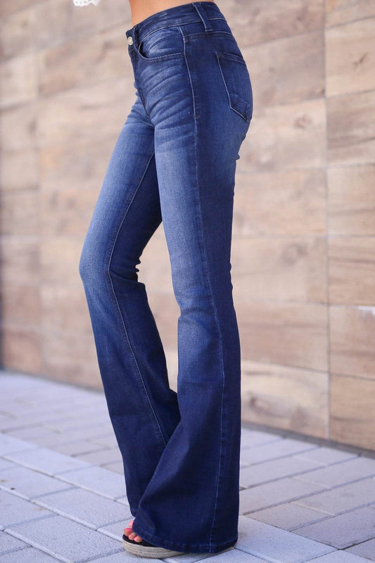 Women's mid-rise trousers bootcut jeans - Mubimart