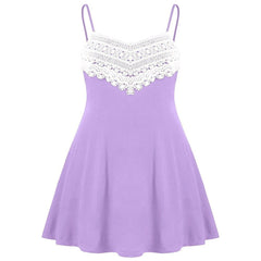 New Crochet Lace Contrast Adjustable Slip Dress - Mubimart - Slip dress 