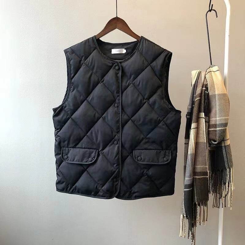 Short Cotton Jacket Vest Women's Loose Puffer Jacket - Mubimart