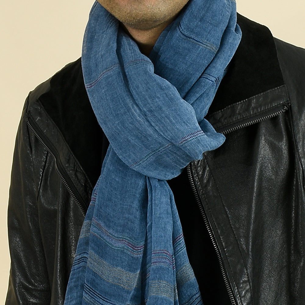 New Yarn-dyed Striped Scarf For Men