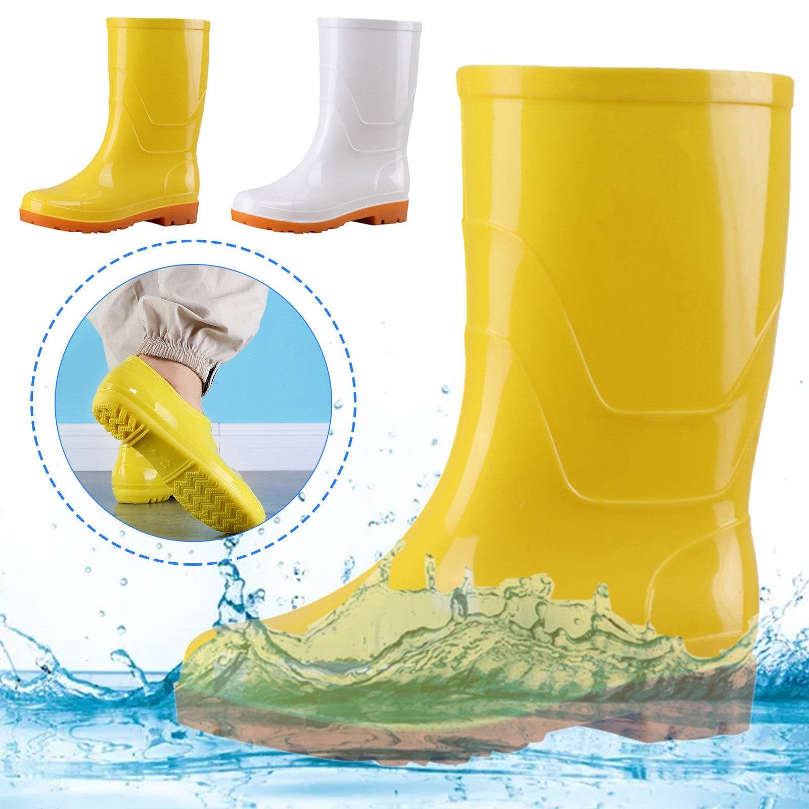Labor Insurance Work White Sanitary Rain Boots - Mubimart