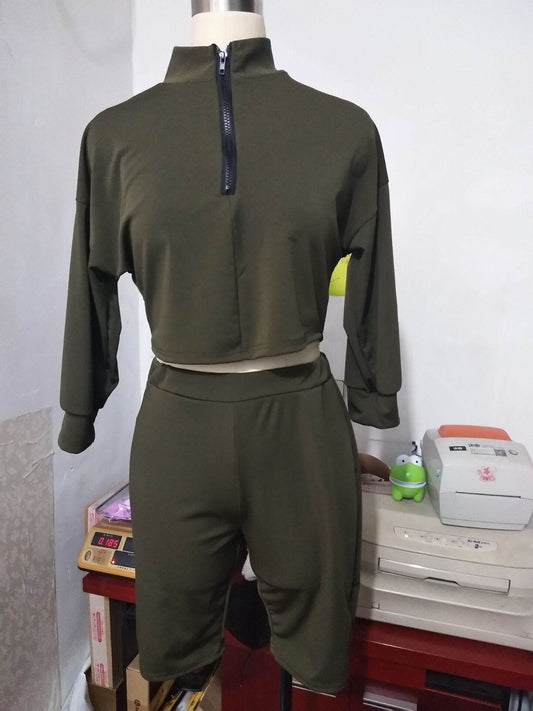 Fashion Women 2 Pieces Set Women Crop Top Hoodies Sweatshirt Tops Sweatshirt Track Pants Sweat Suits Tracksuit - Mubimart