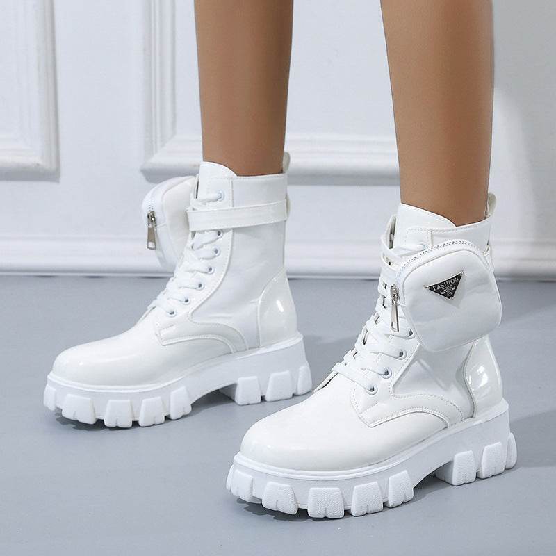 Fashion Pocket Mid-calf Platform Martin Boots - Mubimart
