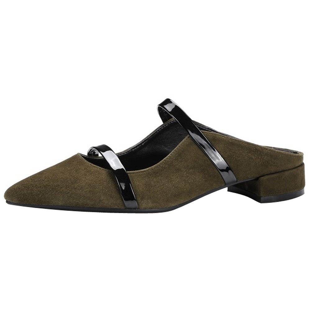 Pointed Toe Strap Flat Casual Shoes - Mubimart