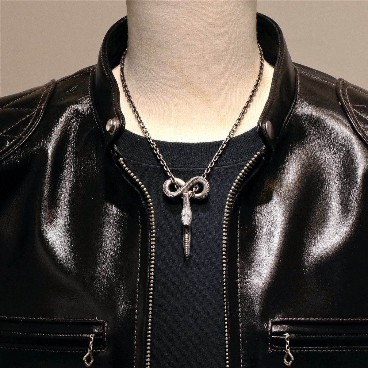 Mens Fashion Casual Personality Infinite Snake Scale Pendant Necklace - Mubimart